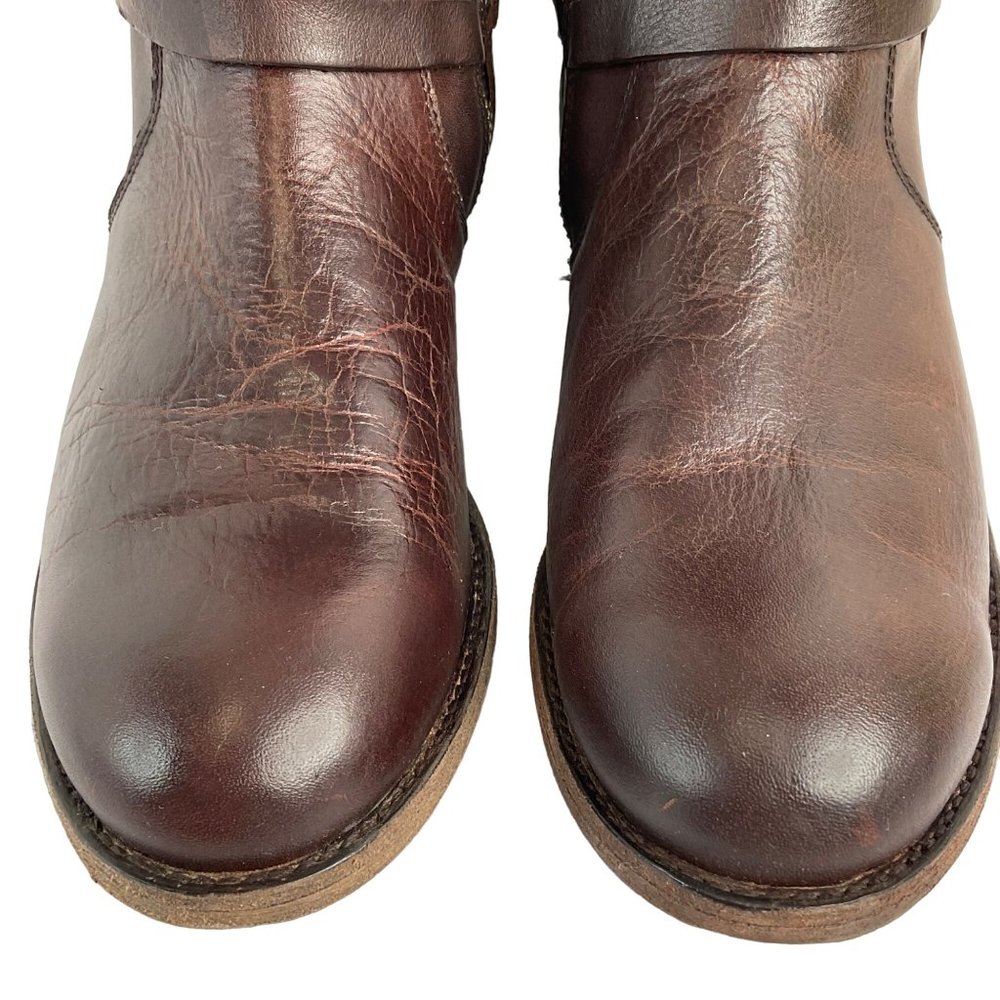 Frye Boots Womens Size 7 Redwood Melissa Belted Tall Boot Leather Luxury $400 - Picture 4 of 13